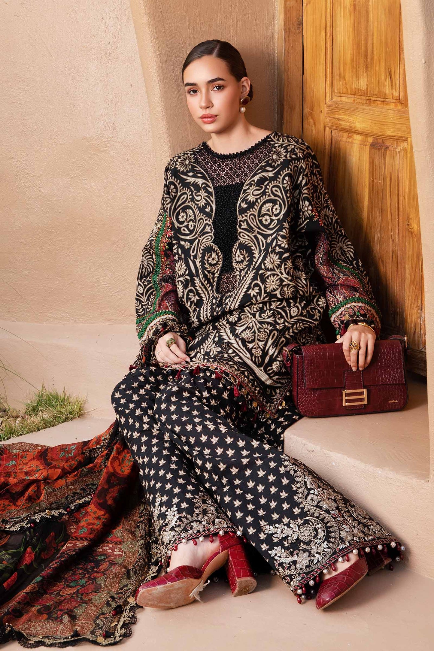 MARIA.B-3PC LAWN EMBROIDERED PRINTED SUIT-NEL-888