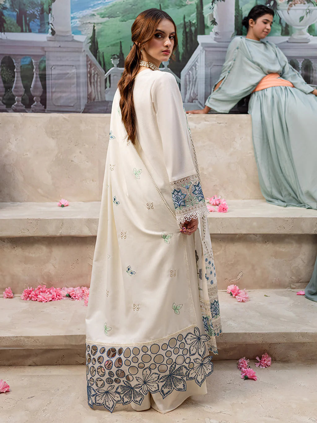 MAHNUR-3PC DHANAK EMBROIDERED SUIT LEH-4103