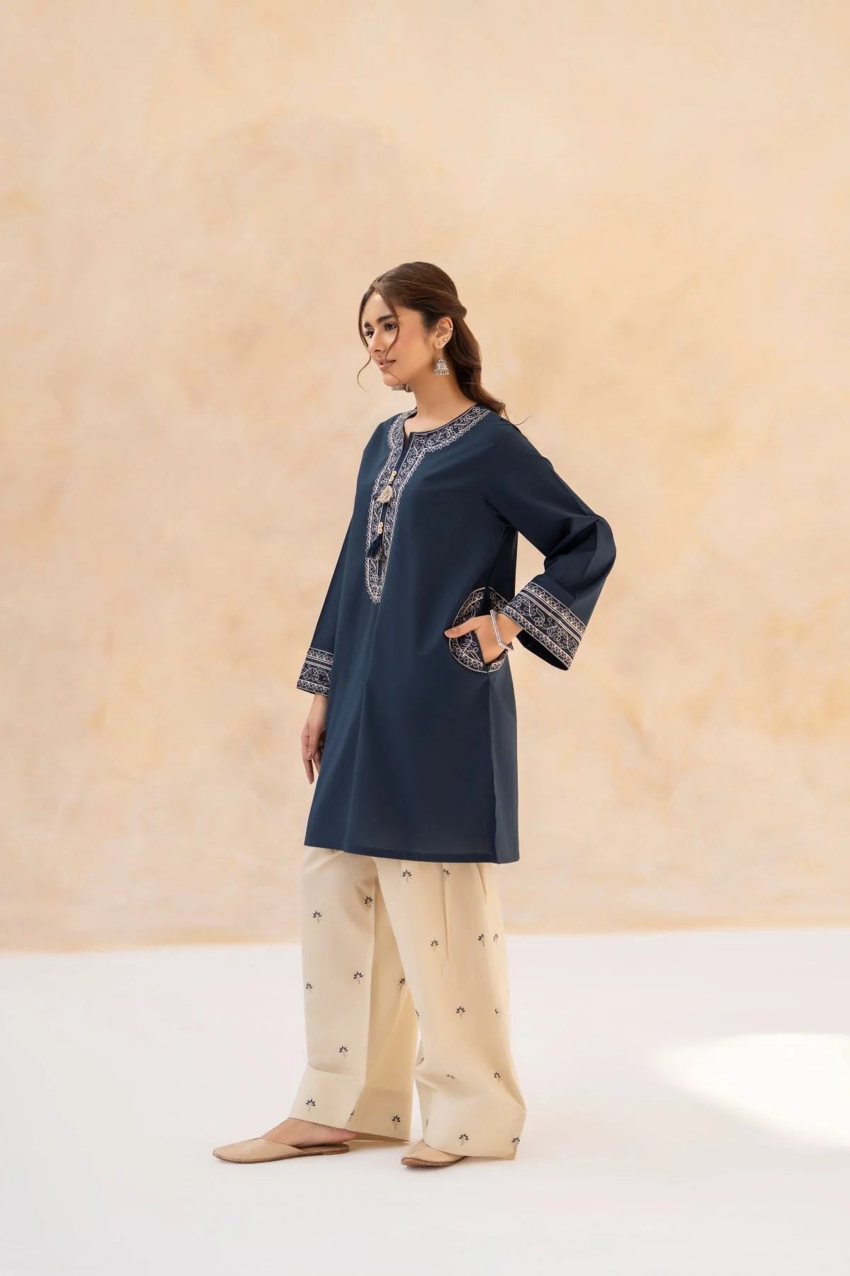 LAZULI-2PC LAWN EMBROIDERED SHIRT WITH LAWN EMBROIDERED TROUSER-NEL-501