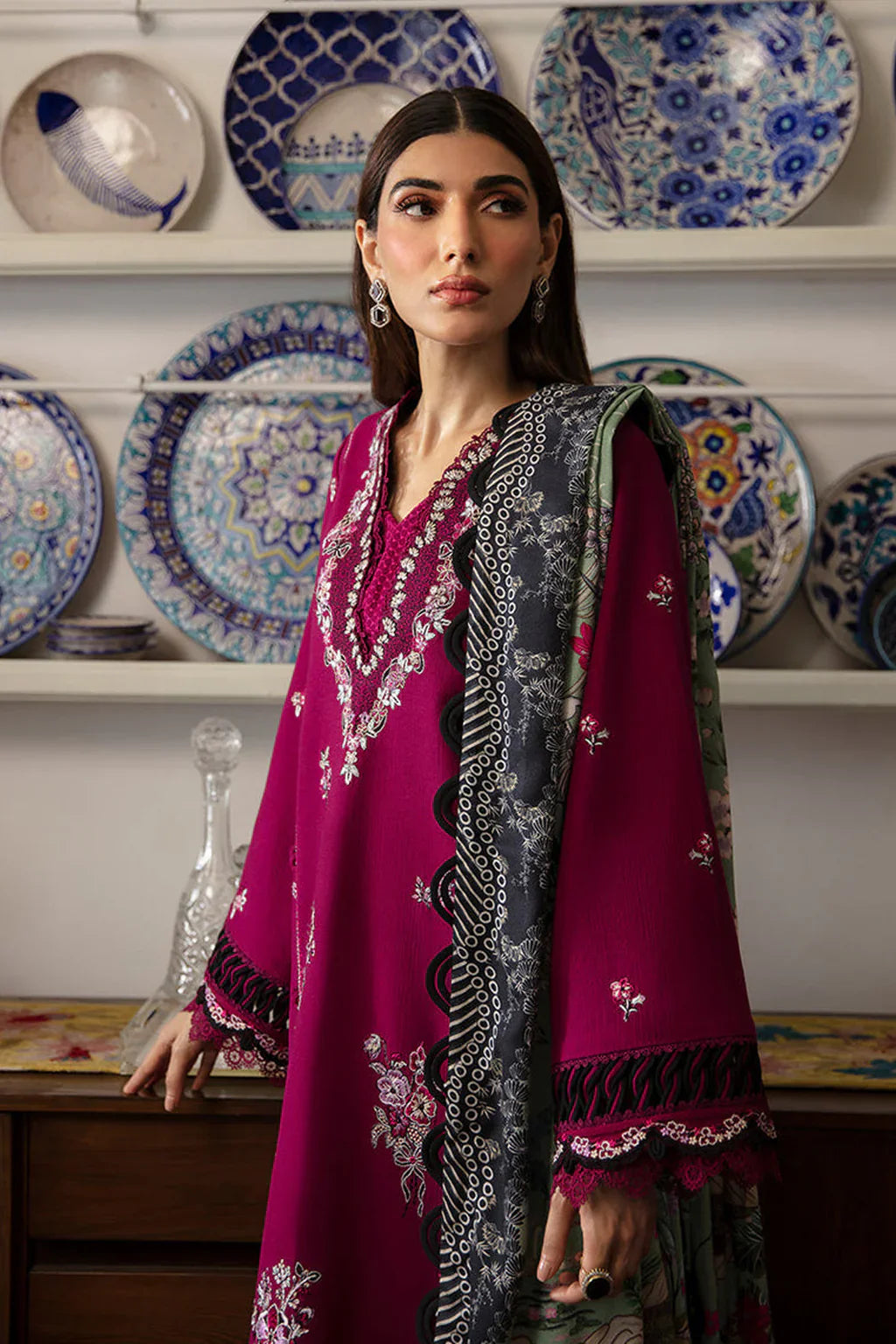 REPUBLIC-3PC DHANAK EMBROIDERED SUIT LEH-4209