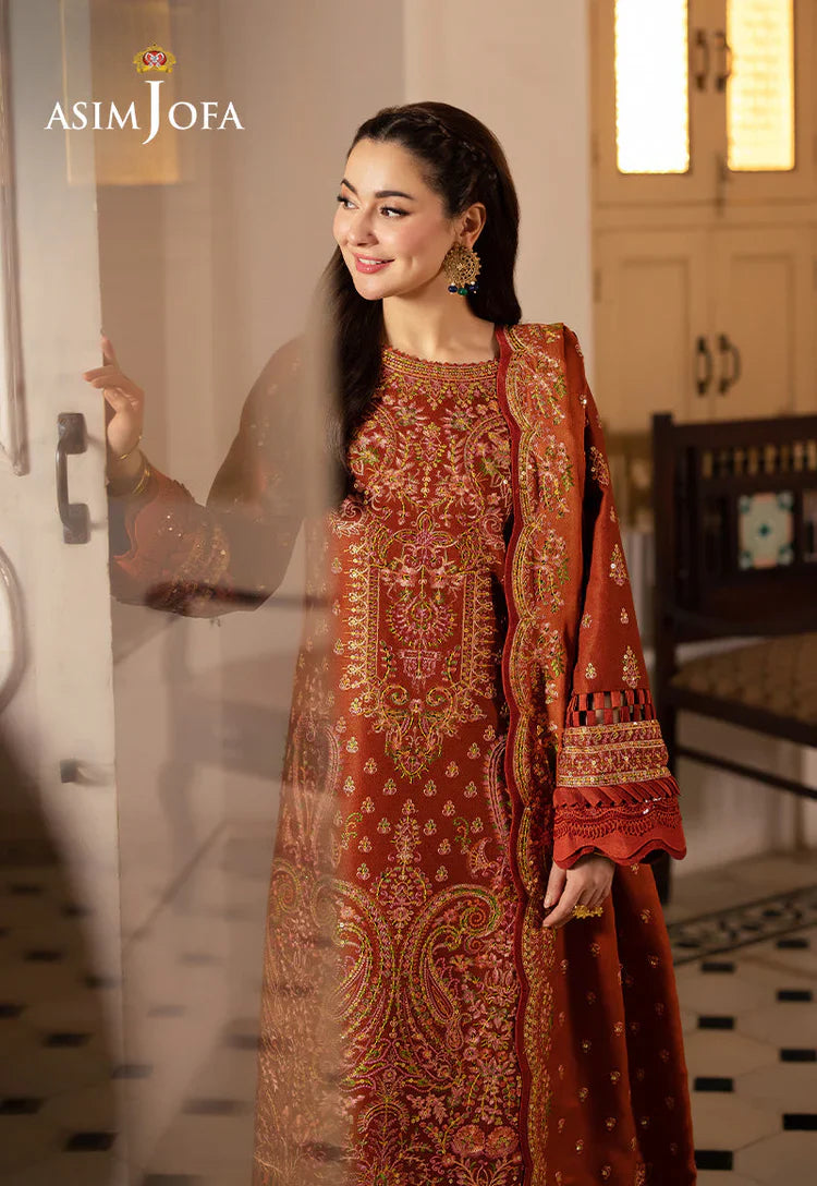 ASIM JOFA-3PC DHANAK EMBROIDERED SUIT LEH-4330