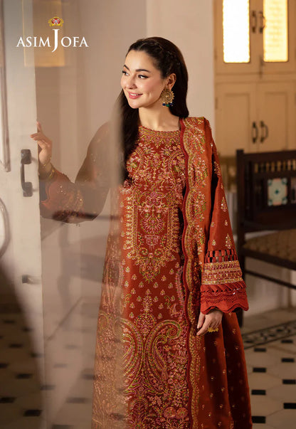 ASIM JOFA-3PC DHANAK EMBROIDERED SUIT LEH-4330