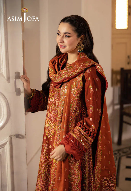 ASIM JOFA-3PC DHANAK EMBROIDERED SUIT NEH-4330