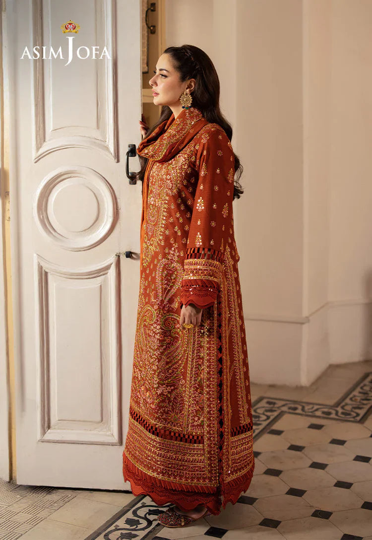 ASIM JOFA-3PC DHANAK EMBROIDERED SUIT LEH-4330