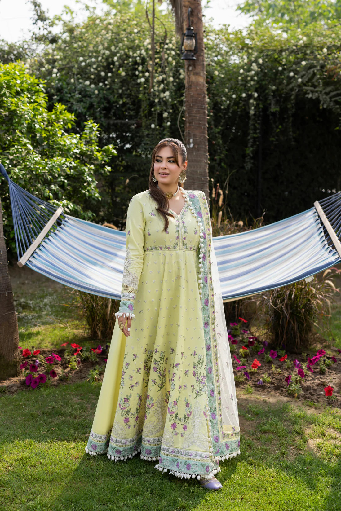 Aneelas untitched Emb Lawn Frock Net Emb Duppata