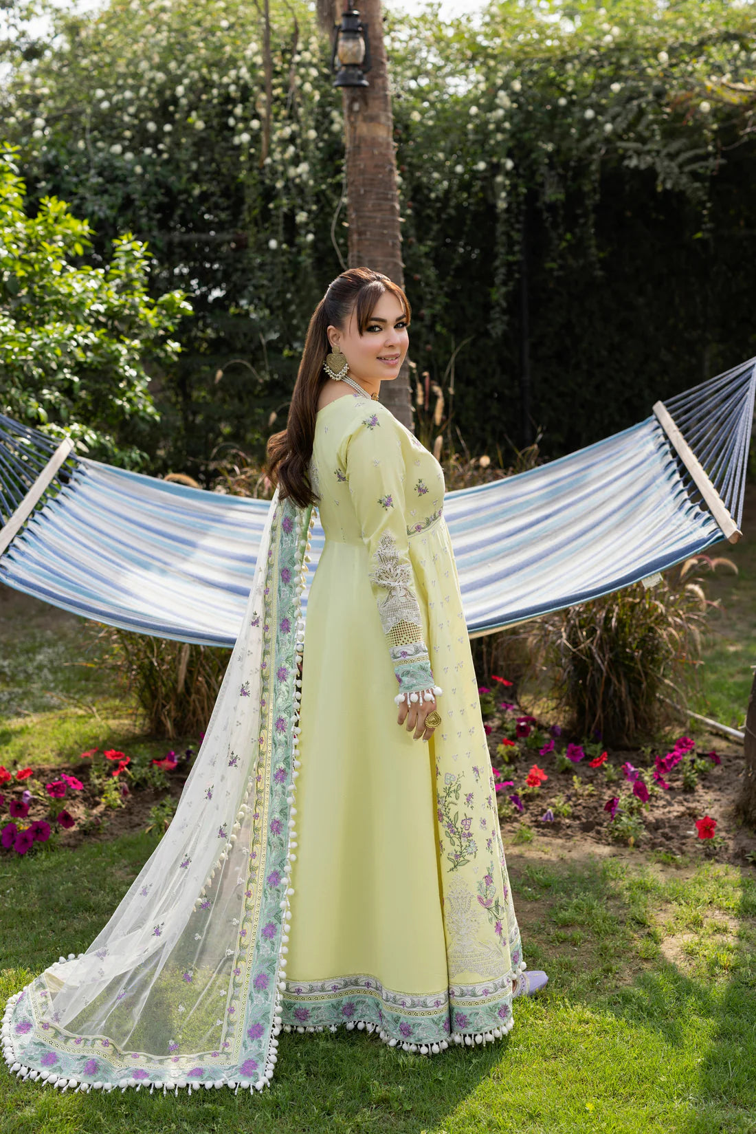 Aneelas untitched Emb Lawn Frock Net Emb Duppata