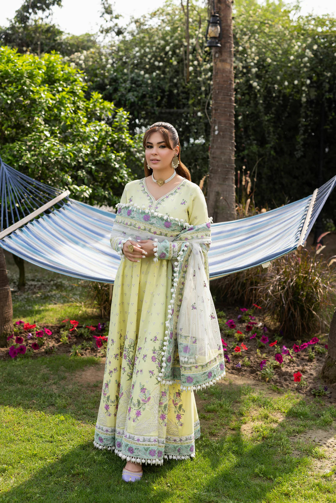 Aneelas untitched Emb Lawn Frock Net Emb Duppata