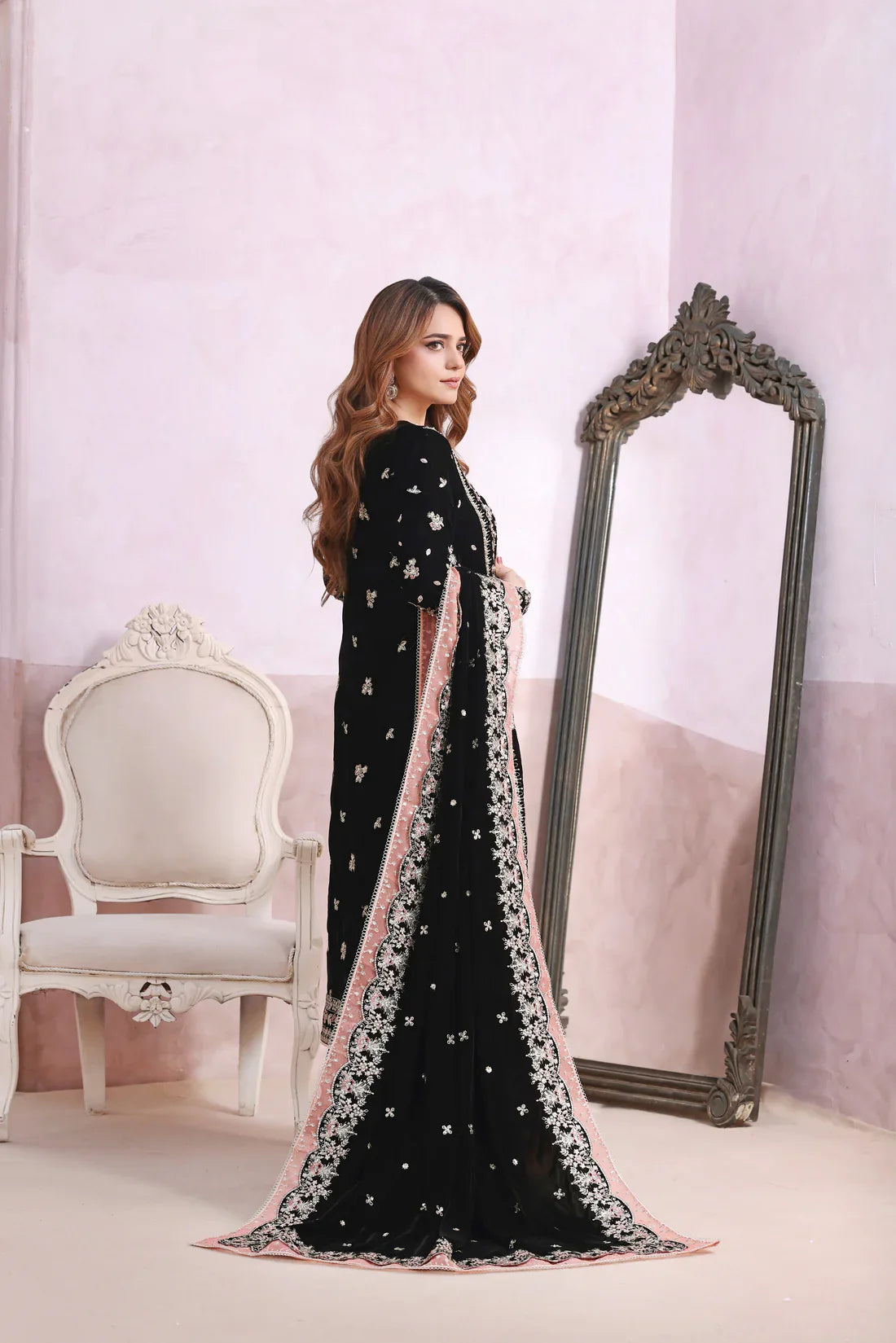 ANEELAS-3PC VELVET EMBROIDERED SUIT NEH-2399
