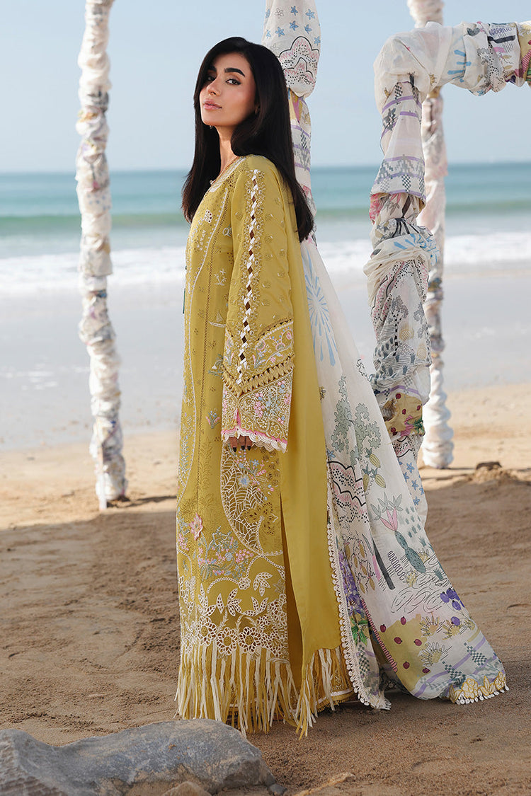 QALAMQAR-3PC LAWN CHIKENKARI EMBROIDERED SUIT-NEL-792