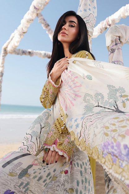 QALAMQAR-3PC LAWN CHIKENKARI EMBROIDERED SUIT-NEL-792