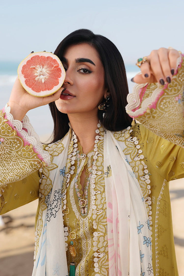 QALAMQAR-3PC LAWN CHIKENKARI EMBROIDERED SUIT-NEL-792