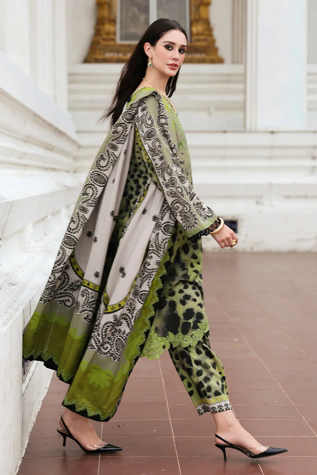 CHARIZMA-3PC KHADDAR PRINTED EMB SUIT NEH-2666