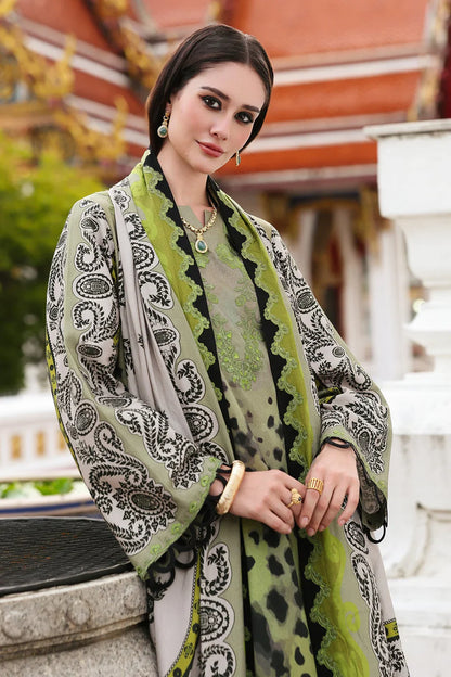CHARIZMA-3PC KHADDAR PRINTED EMB SUIT NEH-2666