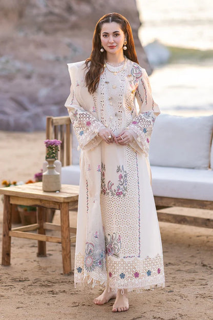QALAMQAR-3PC CHIKANKARI EMBROIDERED SUIT-NEL-599