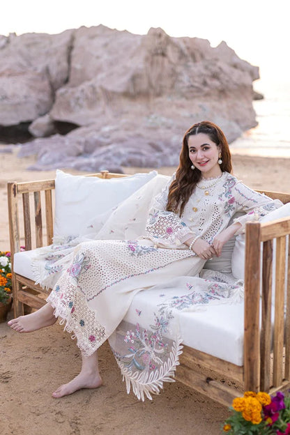 QALAMQAR-3PC CHIKANKARI EMBROIDERED SUIT-NEL-599