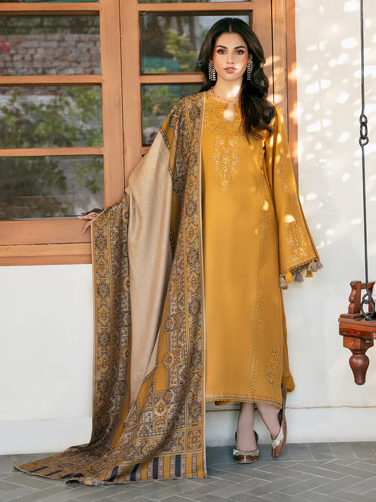 IZEL-3PC KHADDAR EMBROIDERED SUIT LEH-4372