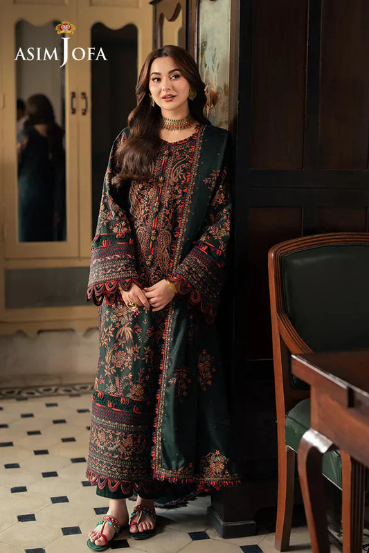 Asim Jofa Lawn 3PC Embroidered With Chiffon Embroidered Dupatt-NEL-4032