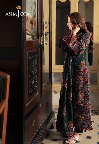 Asim Jofa Lawn 3PC Embroidered With Chiffon Embroidered Dupatt-NEL-4032