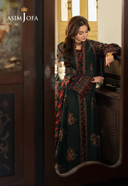 Asim Jofa Lawn 3PC Embroidered With Chiffon Embroidered Dupatt-NEL-4032