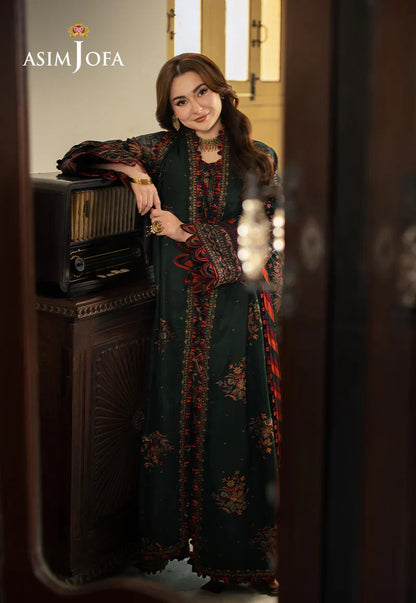 Asim Jofa Lawn 3PC Embroidered With Chiffon Embroidered Dupatt-NEL-4032