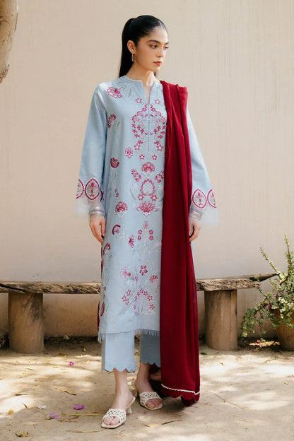 ZAHRA SHAHJAHAN-3PC DHANAK EMBROIDERED SUIT NEH-4215