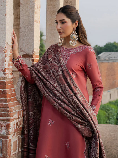 IZEL-3PC DHANAK EMBROIDERED SUIT LEH-4356