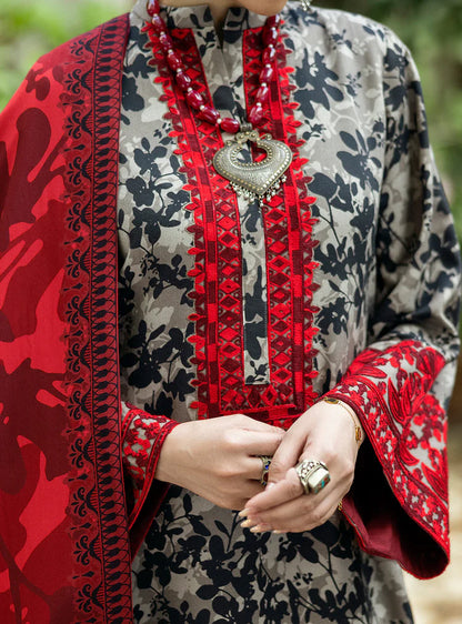 ZAINAB CHOTTANI-3PC LAWN EMBROIDERED PRINTED SUIT-NEL-344