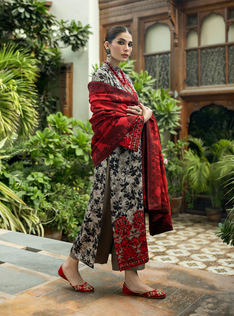 ZAINAB CHOTTANI-3PC LAWN EMBROIDERED PRINTED SUIT-NEL-344