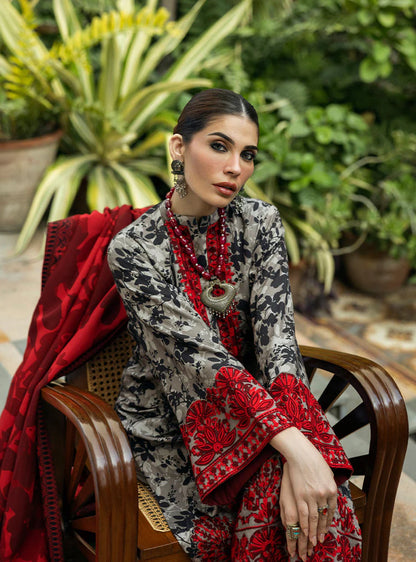ZAINAB CHOTTANI-3PC LAWN EMBROIDERED PRINTED SUIT-NEL-344