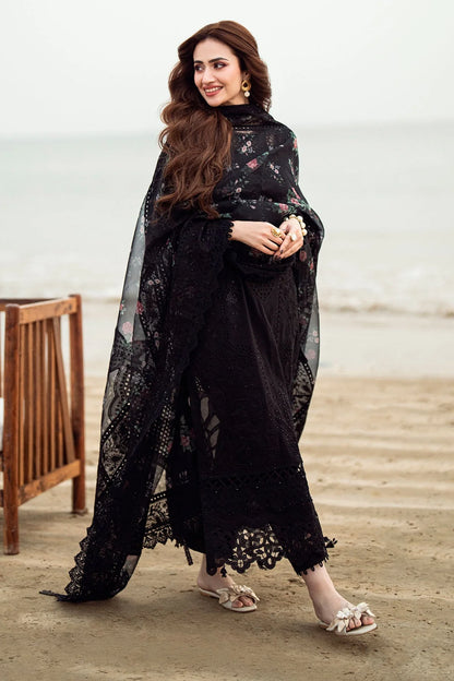 NUREH-3PC LAWN CHIKENKARI LASER EMBROIDERED SUIT-NEL-567