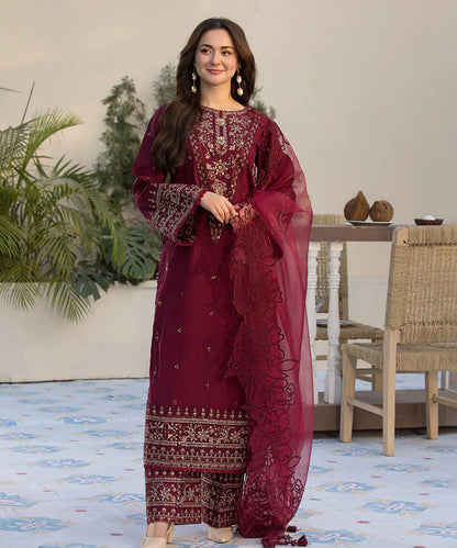 QALAMQAR-3PC LAWN EMBROIDERED SUIT-NEL-4045