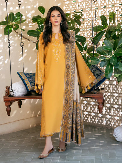IZEL-3PC KHADDAR EMBROIDERED SUIT LEH-4372