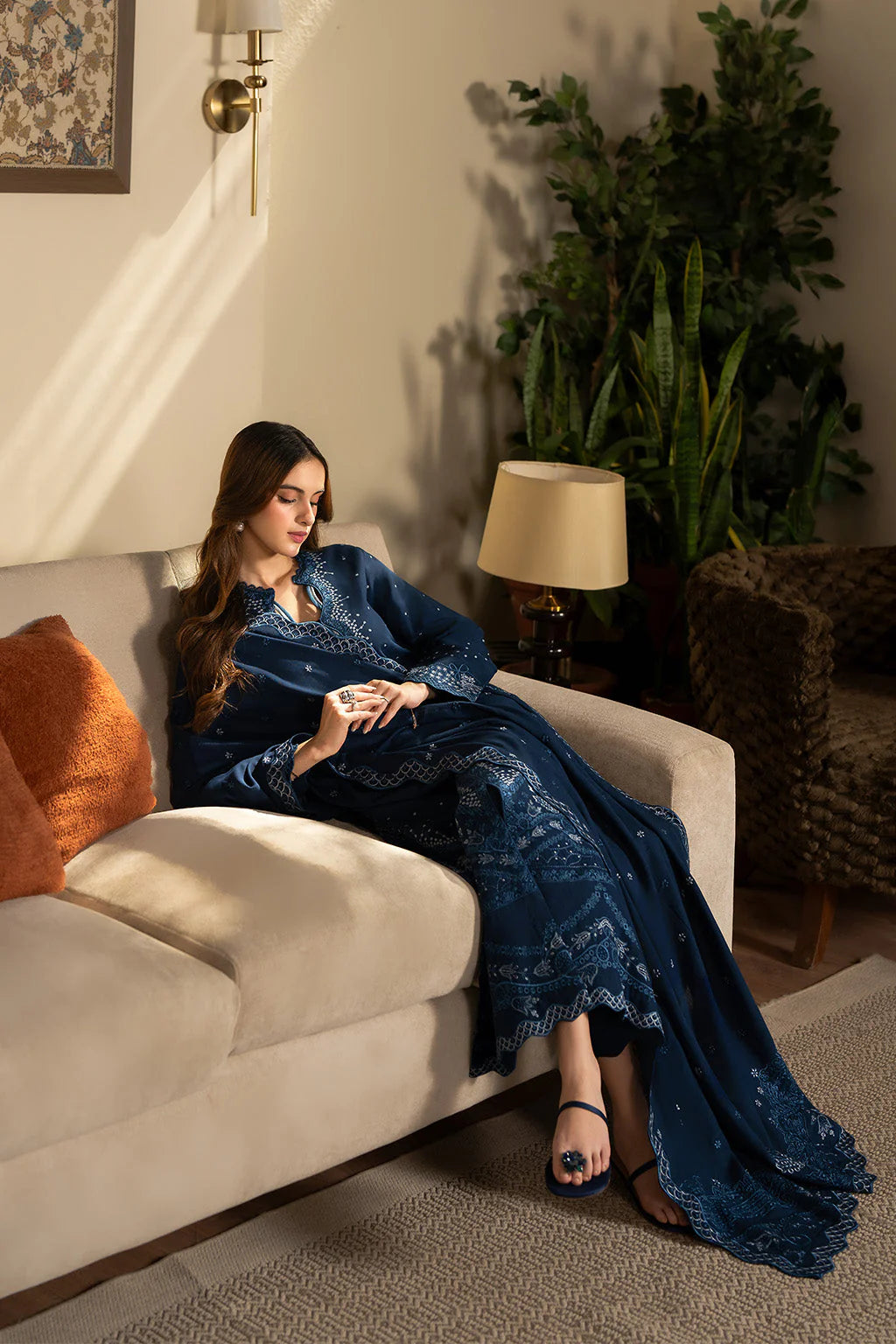 SAPPHIRE-3PC DHANAK EMBROIDERED SUIT NEH-4392