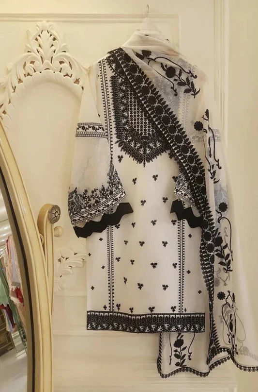 AGHA NOOR-3PC LAWN HEAVY EMBROIDERED SUIT-NEL-434