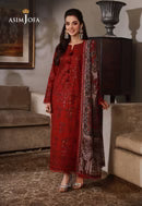ASIM JOFA-3PC DHANAK EMBROIDRED SUIT NEL-890