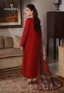 ASIM JOFA-3PC DHANAK EMBROIDRED SUIT NEL-890