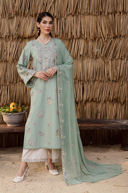 BATIK-3PC LAWN EMBROIDERED SHIRT WITH CHIFFON EMBROIDERED DUPATTA AND EMB TROUSER-NEL-4007
