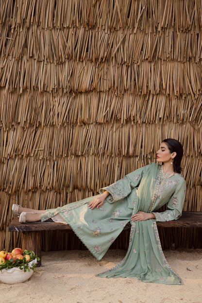 BATIK-3PC LAWN EMBROIDERED SHIRT WITH CHIFFON EMBROIDERED DUPATTA AND EMB TROUSER-NEL-4007