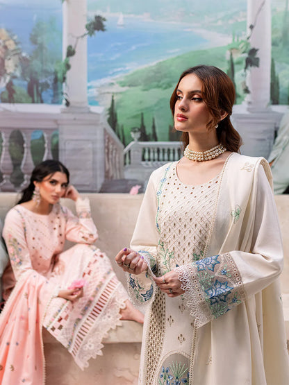 MAHNUR-3PC DHANAK EMBROIDERED SUIT LEH-4103
