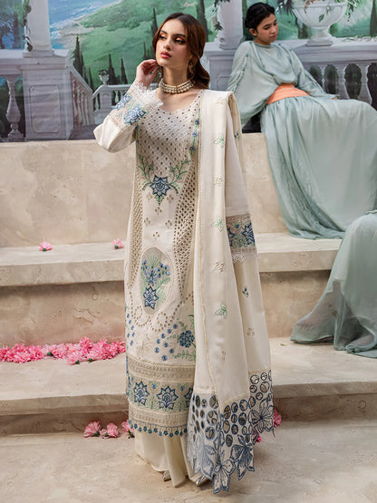 MAHNUR-3PC DHANAK EMBROIDERED SUIT LEH-4103