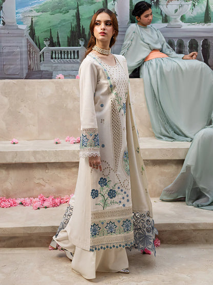 MAHNUR-3PC DHANAK EMBROIDERED SUIT LEH-4103