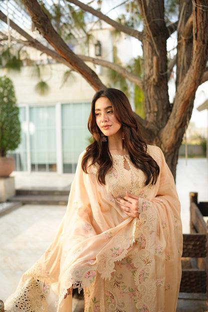 Aneelas -CHIKANKARI EMBROIDERED SHIRT WITH KHADDI NET EMB DUPATTA AND TROUSER NEL-520