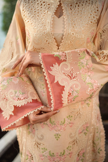 Aneelas -CHIKANKARI EMBROIDERED SHIRT WITH KHADDI NET EMB DUPATTA AND TROUSER NEL-520