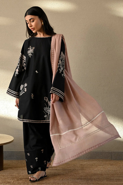 ZAIB-3PC DHANAK EMBROIDERED SUIT NEL-330