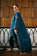ZAIB-3PC DHANAK EMBROIDERED SUIT NEL -701