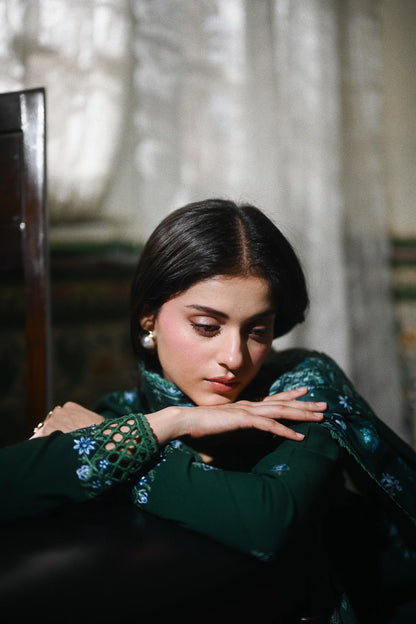 ZAIB-3PC KARANDI EMBROIDERED SUIT NEL-601
