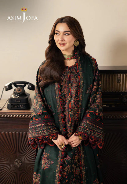 ASIM JOFA-3PC DHANAK EMBROIDRED SUIT LEH-4499