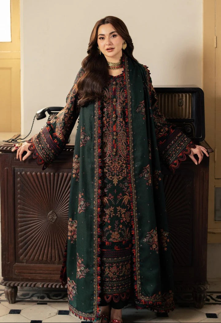 ASIM JOFA-3PC DHANAK EMBROIDRED SUIT LEH-4499