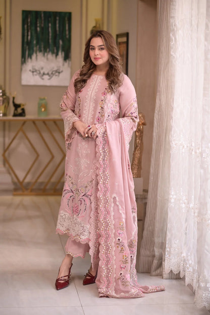 Lawn-3PC Embroidered Shirt With Embroidered Chiffon Dupatta-NEH-4022