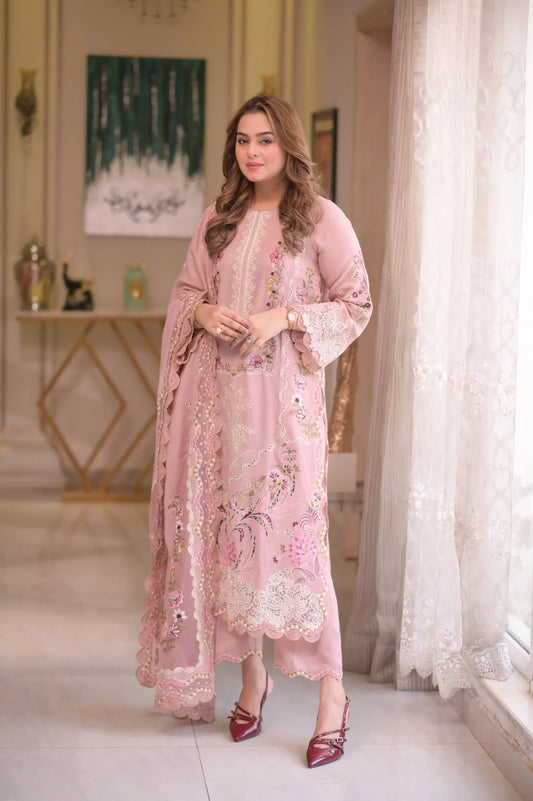 Lawn-3PC Embroidered Shirt With Embroidered Chiffon Dupatta-NEH-4022